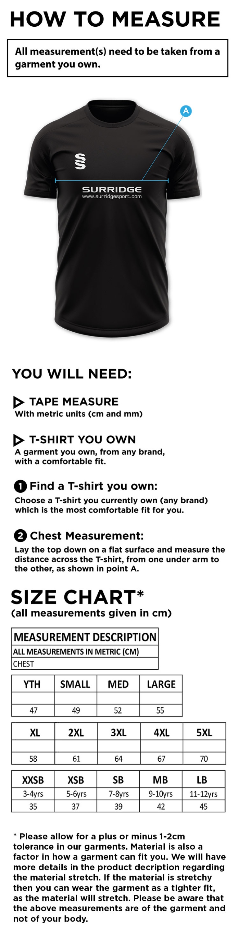 RETFORD UTD FC SUPPORTERS DUAL SHIRT - Size Guide