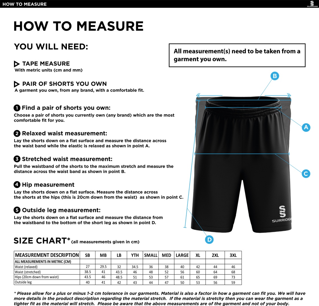 RETFORD UNITED FC BLADE SHORTS BLACK - Size Guide